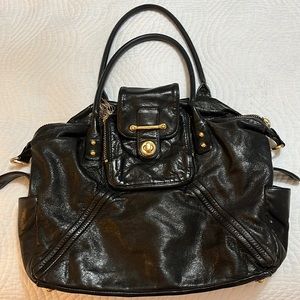 BOTKIER black leather gold hardware vintage large purse.